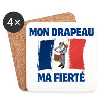 Français, drapeau Français, vive la France - Dessous de verre (lot de 4) - blanc - Devant
