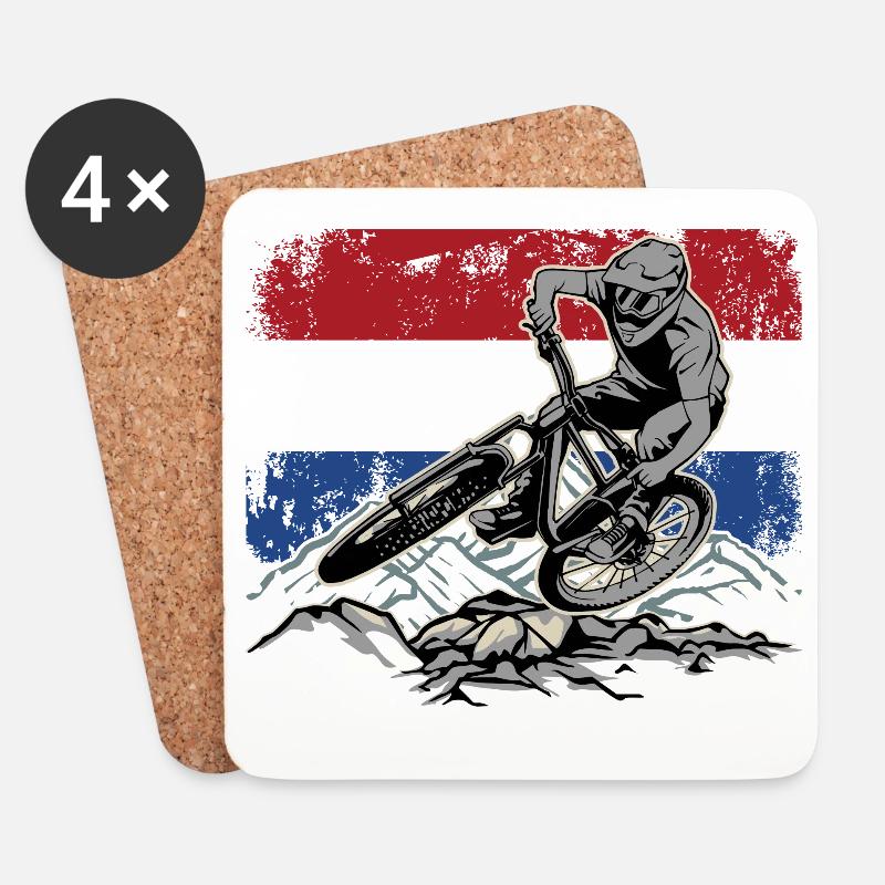 Dutch Flag Mountain Biker - Coasters (set of 4) - white