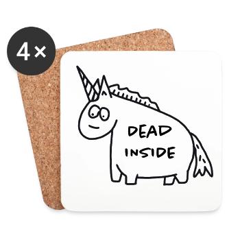 Einhorn - Dead Inside - Untersetzer (4er-Set) - Weiß - Vorne
