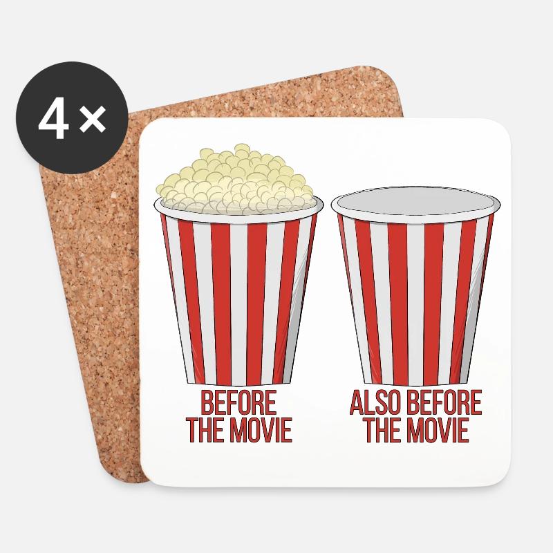 Popcorn im Kino - Untersetzer (4er-Set) - Weiß