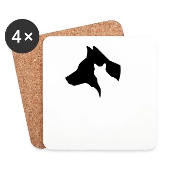 Silhouette De Cheval, Chien, Chat - Dessous de verre (lot de 4) - blanc - Devant