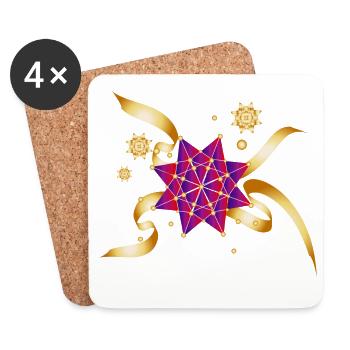 beau noeud cadeau pour Noël - Dessous de verre (lot de 4) - blanc - Devant