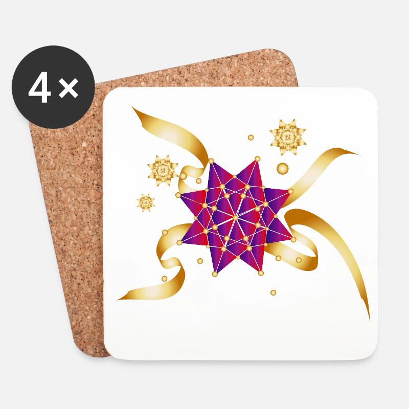 wunderschöne Geschenkschleife für Weihnachten - Untersetzer (4er-Set) - Weiß