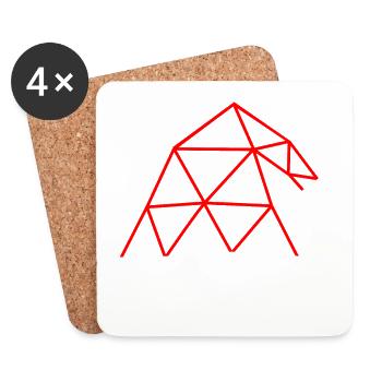 Weihnachtsmütze - Geometrische Linien - Untersetzer (4er-Set) - Weiß - Vorne