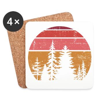 Solar Pine Silhouette - Untersetzer (4er-Set) - Weiß - Vorne