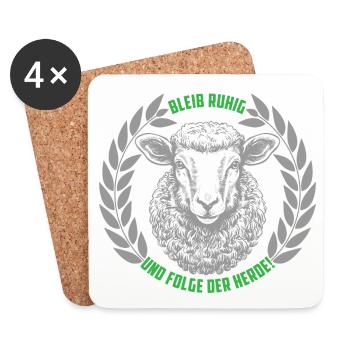 Schaf bleib ruhig und folge der Herde - Untersetzer (4er-Set) - Weiß - Vorne