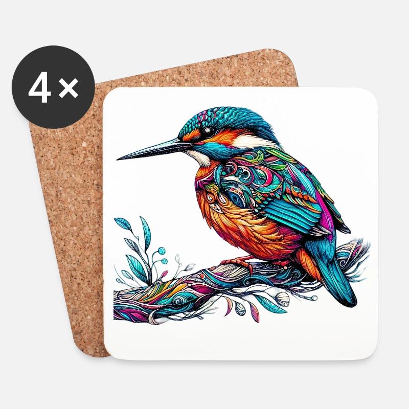 Eisvogel - Untersetzer (4er-Set) - Weiß