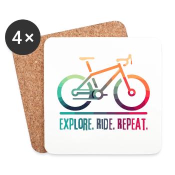 Explore Ride Repeat - ein Projekt für den Radfahrer - Untersetzer (4er-Set) - Weiß - Vorne