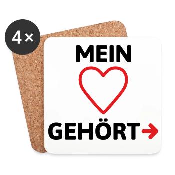 Mein Herz gehört ...? Valentinstag - Untersetzer (4er-Set) - Weiß - Vorne