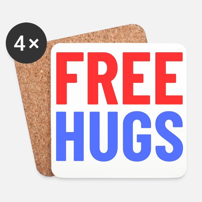 Free Hugs - Untersetzer (4er-Set) - Weiß