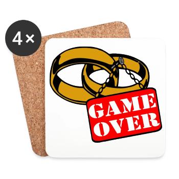 Junggesellenabschied JGA Ehe Schild game over (25) - Untersetzer (4er-Set) - Weiß - Vorne