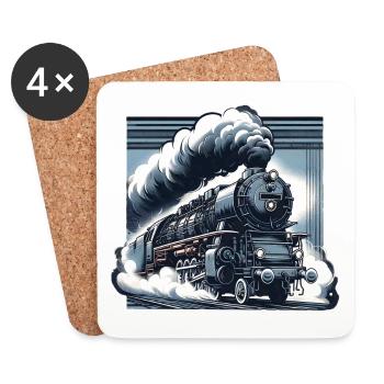 Die Kraft des Dampfes - Grafik einer Dampflok - Untersetzer (4er-Set) - Weiß - Vorne