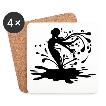 Silhouette et encre de chine - Dessous de verre (lot de 4) - blanc - Devant