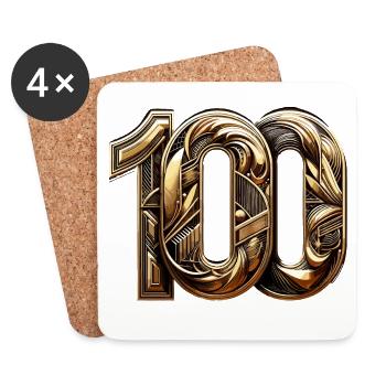 100 Jahre Gold Modern 100. Geburtstag Geschenk - Untersetzer (4er-Set) - Weiß - Vorne