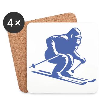 Affe Gorilla Schimpanse Ski Silhouette Design - Untersetzer (4er-Set) - Weiß - Vorne