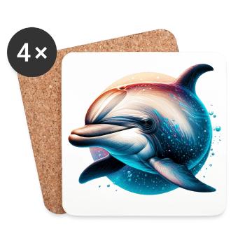 Delfin - Untersetzer (4er-Set) - Weiß - Vorne