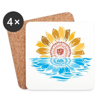 Tournesol, Mer, Coucher De Soleil, Fleurs, L’Eau - Dessous de verre (lot de 4) - blanc - Devant