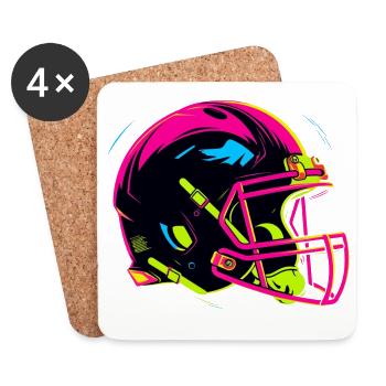 Football Helm 80er Jahre Look - Untersetzer (4er-Set) - Weiß - Vorne