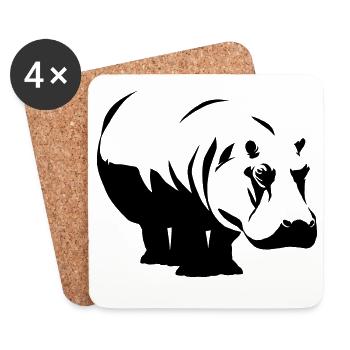 Nilpferd Hippo - Untersetzer (4er-Set) - Weiß - Vorne