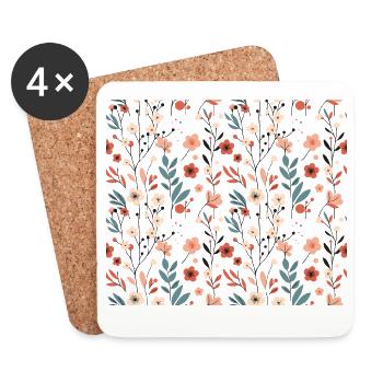 Cooles florales nahtloses Muster PNG - Untersetzer (4er-Set) - Weiß - Vorne