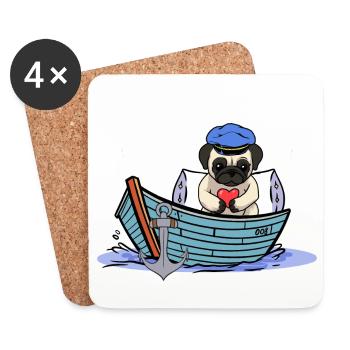 Maritime Dog Boat Captain Sailor Ahoy - Coasters (set of 4) - white - Front
