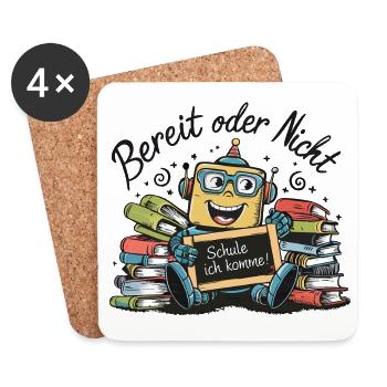 Einschulung erster Schultag kleiner Roboter - Untersetzer (4er-Set) - Weiß - Vorne
