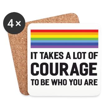 LGBTQ Pride Month – Es braucht viel Mut - Untersetzer (4er-Set) - Weiß - Vorne