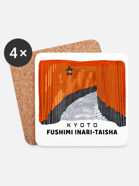 Kyoto, rote Torii, Fushimi Inari Taisha, Japan - Untersetzer (4er-Set) - Weiß