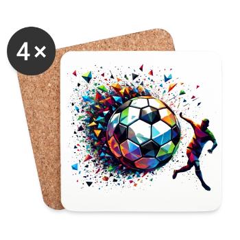 joueur de football dynamique jouant au football - Dessous de verre (lot de 4) - blanc - Devant