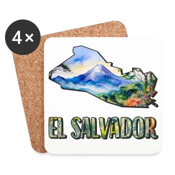 Watercolor Map El Salvador - Coasters (set of 4) - white - Front