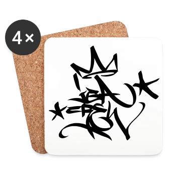 Graffiti Tag JGA Crew King 02 1C - Untersetzer (4er-Set) - Weiß - Vorne