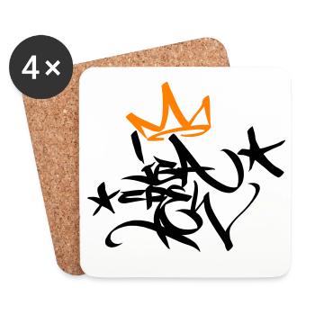 Graffiti Tag JGA Crew King 02 2C - Untersetzer (4er-Set) - Weiß - Vorne