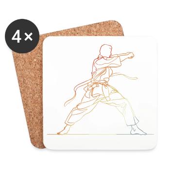 Vintage Karateka Skizze - Untersetzer (4er-Set) - Weiß - Vorne