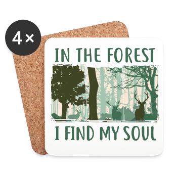 Im Wald finde ich meine Seele - Untersetzer (4er-Set) - Weiß - Vorne