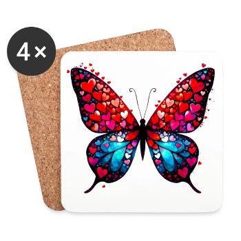 Schmetterling mit Herzen - Untersetzer (4er-Set) - Weiß - Vorne
