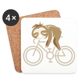Fahrrad Faultier Rennrad Gravel Comic Cartoon Logo - Untersetzer (4er-Set) - Weiß - Vorne