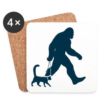 Chat Bigfoot - Dessous de verre (lot de 4) - blanc - Devant