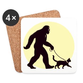 Chat Bigfoot - Dessous de verre (lot de 4) - blanc - Devant