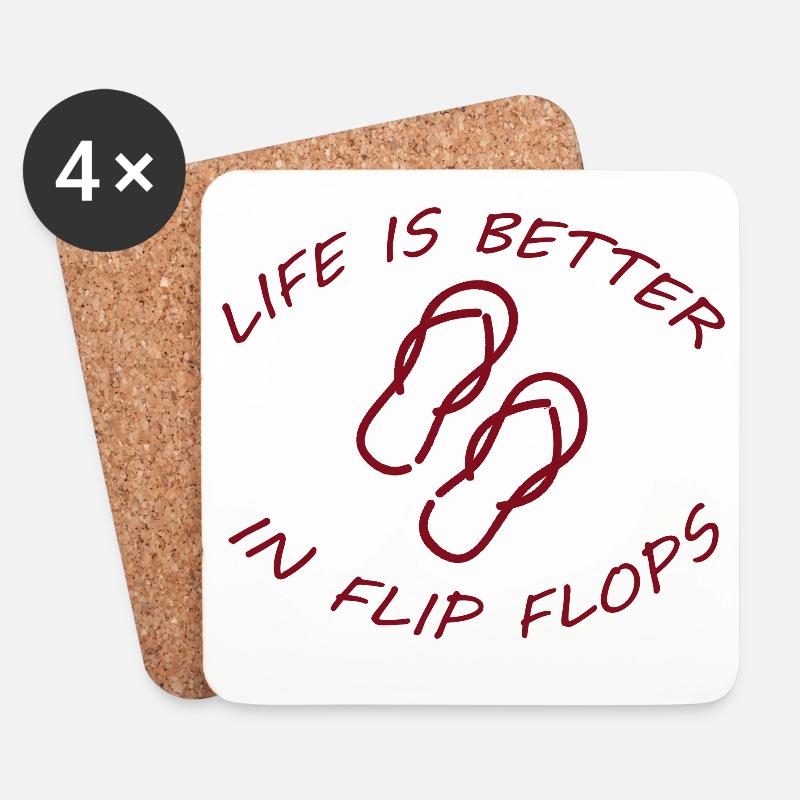 LIFE IS BETTER IN FLIP FLOPS - Untersetzer (4er-Set) - Weiß
