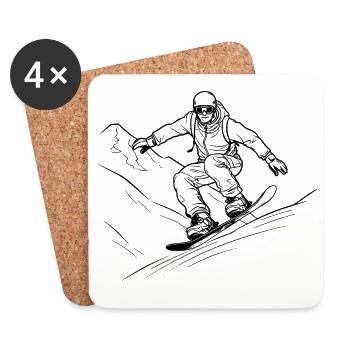 Snowboarder Line Art - Coasters (set of 4) - white - Front