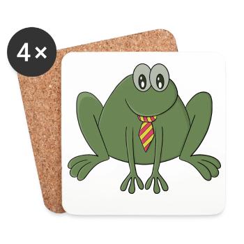 Frog with a tie - Coasters (set of 4) - white - Front