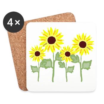 Sonnenblumenstrauß Gelb Kolorit - Untersetzer (4er-Set) - Weiß - Vorne