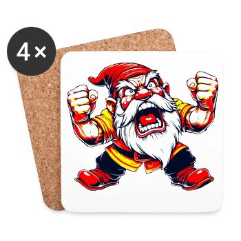 Zorniger Zwerg - Untersetzer (4er-Set) - Weiß - Vorne