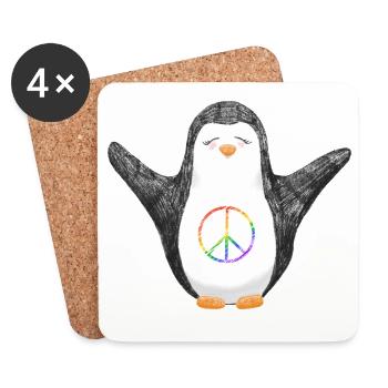 Pinguin Meg für Frieden - Untersetzer (4er-Set) - Weiß - Vorne