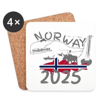 Norwegen 2025 Dorsch mit Bergen und Elch Angeln - Untersetzer (4er-Set) - Weiß - Vorne