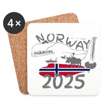 Norwegen 2025 Steinbeisser mit Bergen Elch Angeln - Untersetzer (4er-Set) - Weiß - Vorne