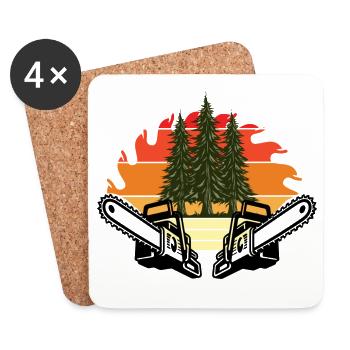 Sunset forest idyll with trees - Coasters (set of 4) - white - Front