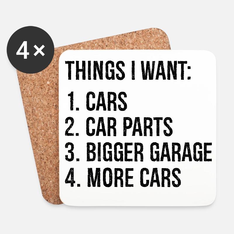 Dinge, die ich will Autos Autoteile größere Garage Autos - Untersetzer (4er-Set) - Weiß