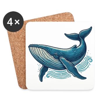 Baleine bleue - Dessous de verre (lot de 4) - blanc - Devant