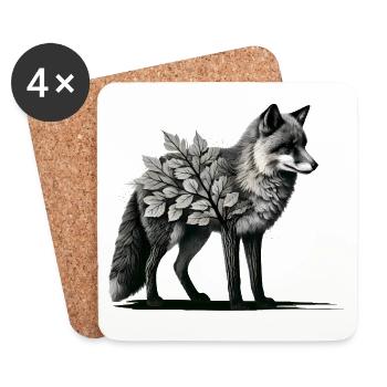 Waldfuchs – Mystische Naturverbundenheit - Untersetzer (4er-Set) - Weiß - Vorne
